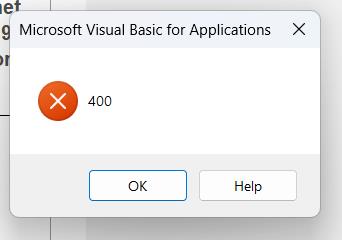 vba fout 400
