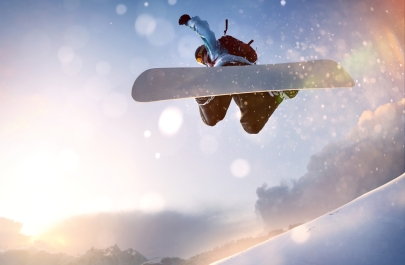 snowboarder in vlucht