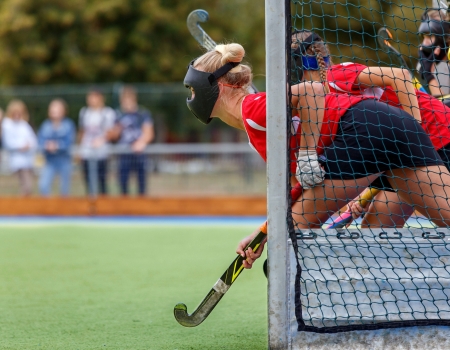 hockeyspelers in het doel