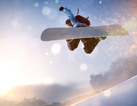 snowboarder in vlucht